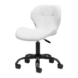 Biały taboret kosmetyczny na kółkach